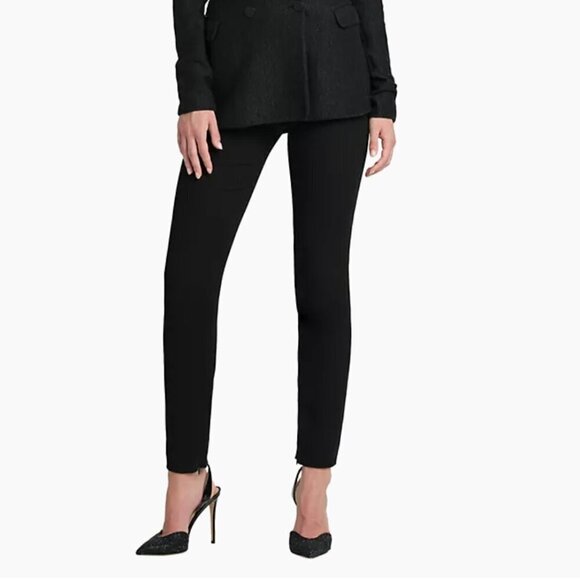 Giorgio Armani Womens Black Velvet High Rise Straight Leg Pants Size 8 Italy - Picture 1 of 13